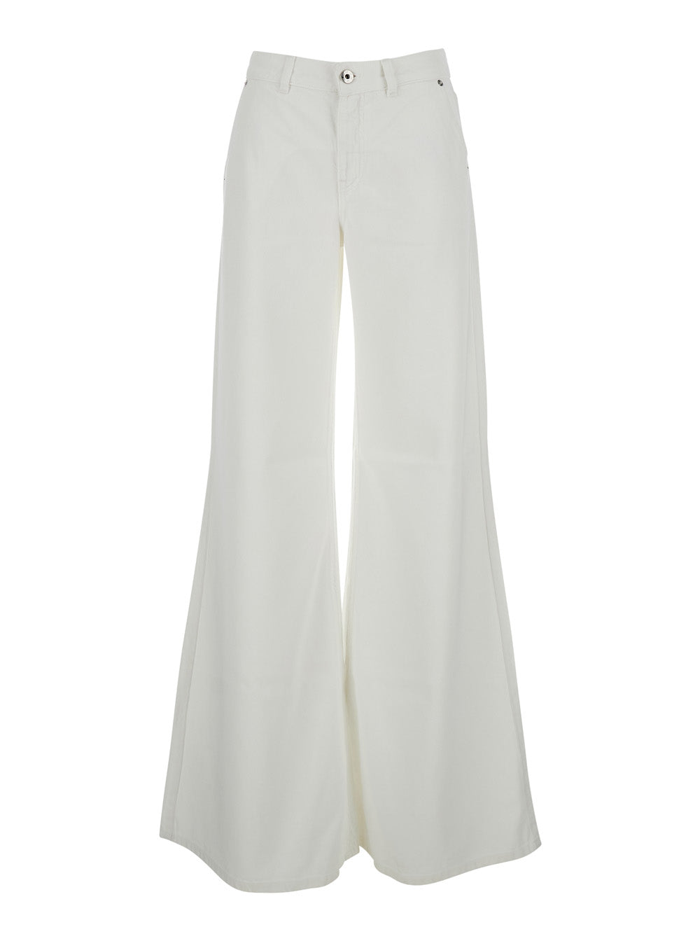 DENIM FLARE PANT - Wide Leg Viscose White Women Cotton Jean