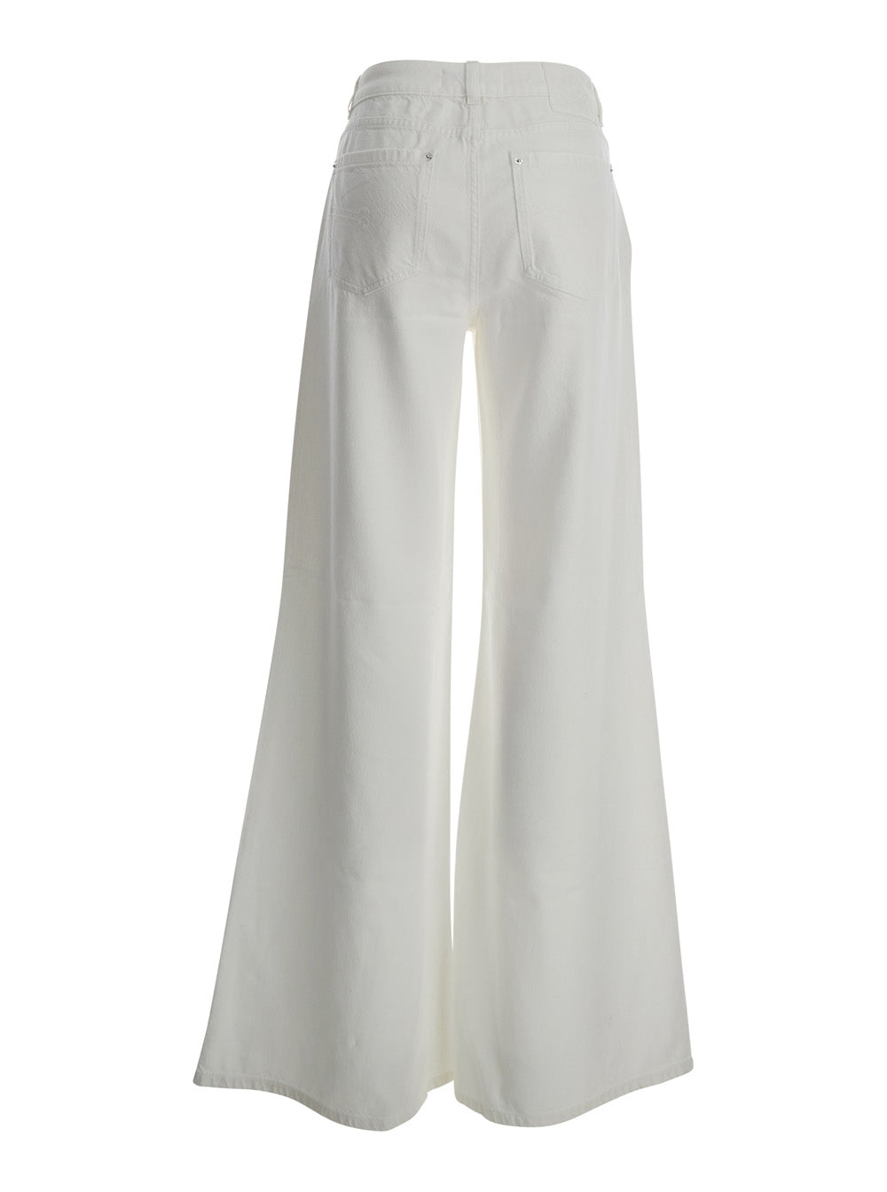 DENIM FLARE PANT - Wide Leg Viscose White Women Cotton Jean