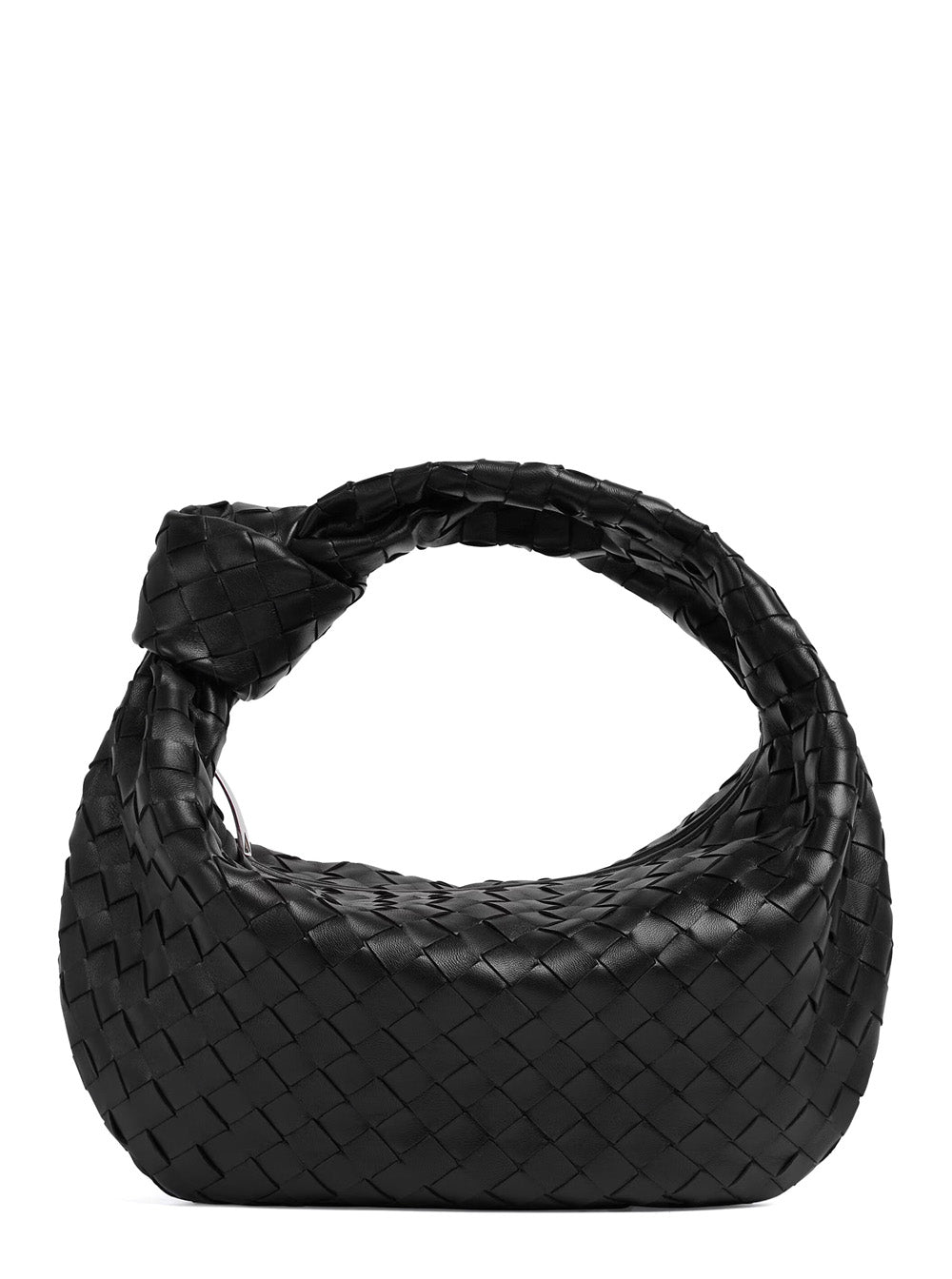 Black Small Shoulder Bag Jodie With Knot Detail And Intreccio Motif Women Lamb
