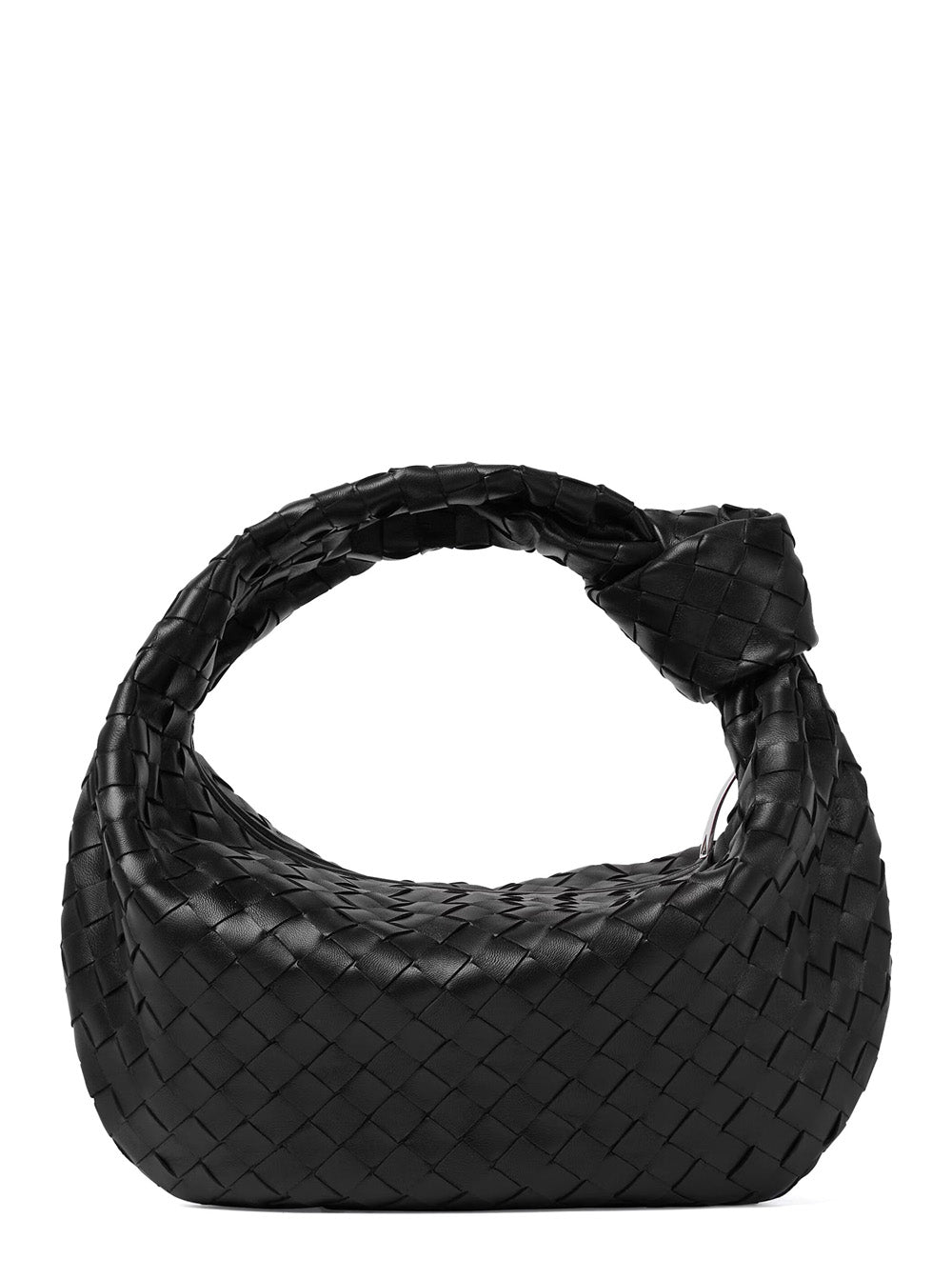 Black Small Shoulder Bag Jodie With Knot Detail And Intreccio Motif Women Lamb