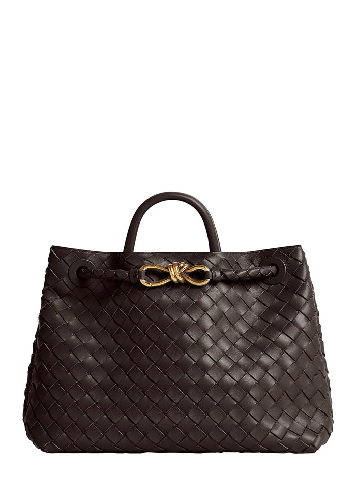 Andiamo Medium Handbag With Knot Detail On The Front Brown Leather For Women Hand Bags