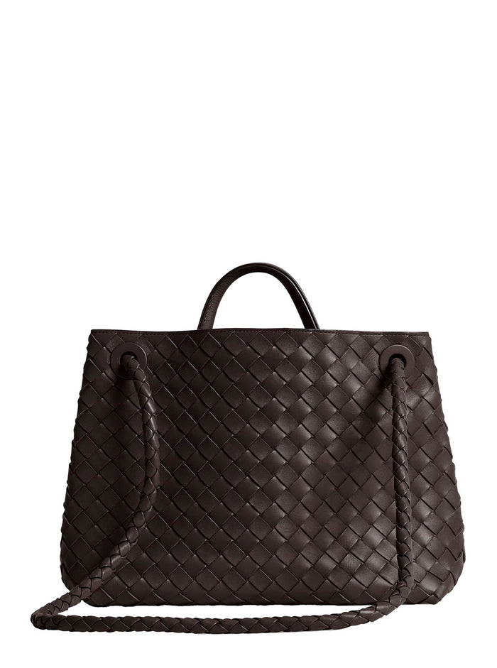 Andiamo Medium Handbag With Knot Detail On The Front Brown Leather For Women Hand Bags