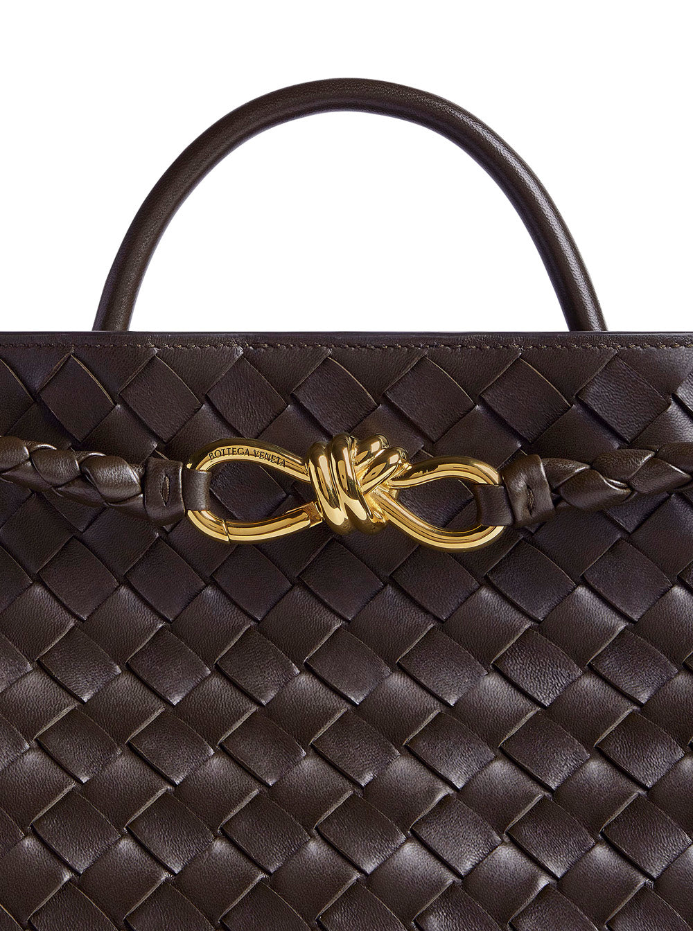 Andiamo Medium Handbag With Knot Detail On The Front Brown Leather For Women Hand Bags