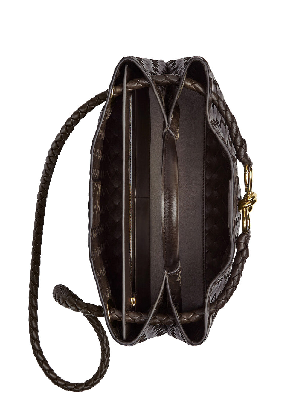 Andiamo Medium Handbag With Knot Detail On The Front Brown Leather For Women Hand Bags