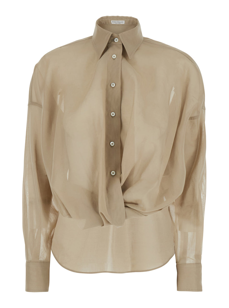 Shirt Beige Cotton Blouses