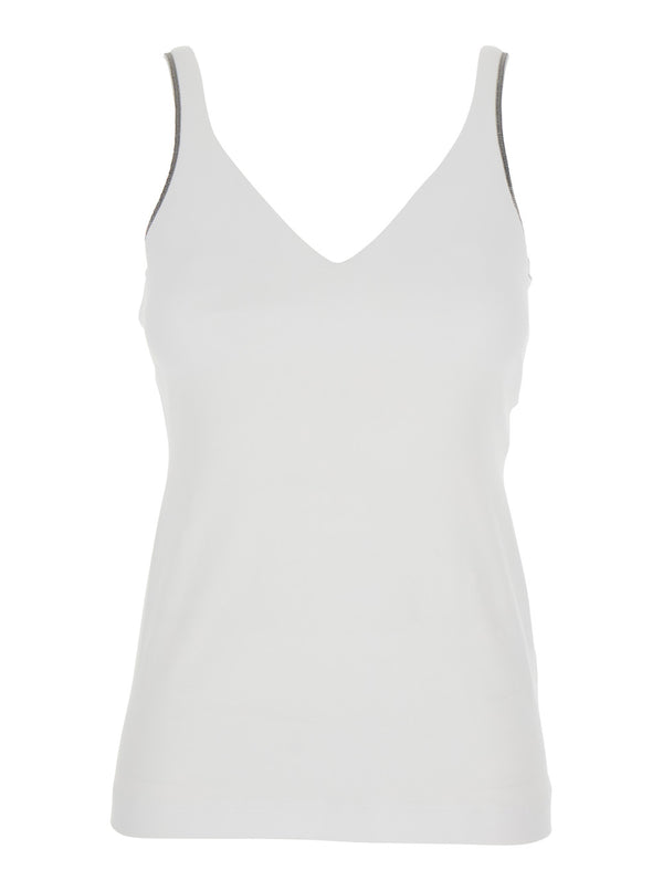 Top V-Neck White Cotton Tops