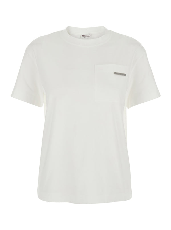 Crew Neck T-Shirt White Cotton T-shirts & Jerseys