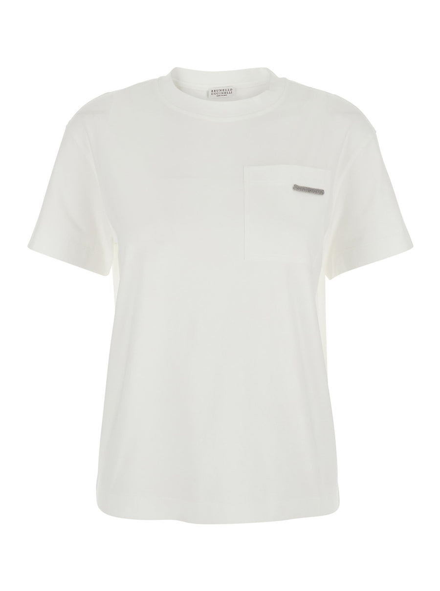 Crew Neck T-Shirt White Cotton T-shirts & Jerseys