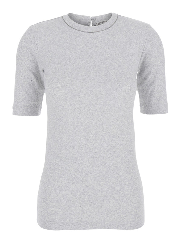 T-Shirt Crew Neck Grey Cotton T-shirts & Jerseys