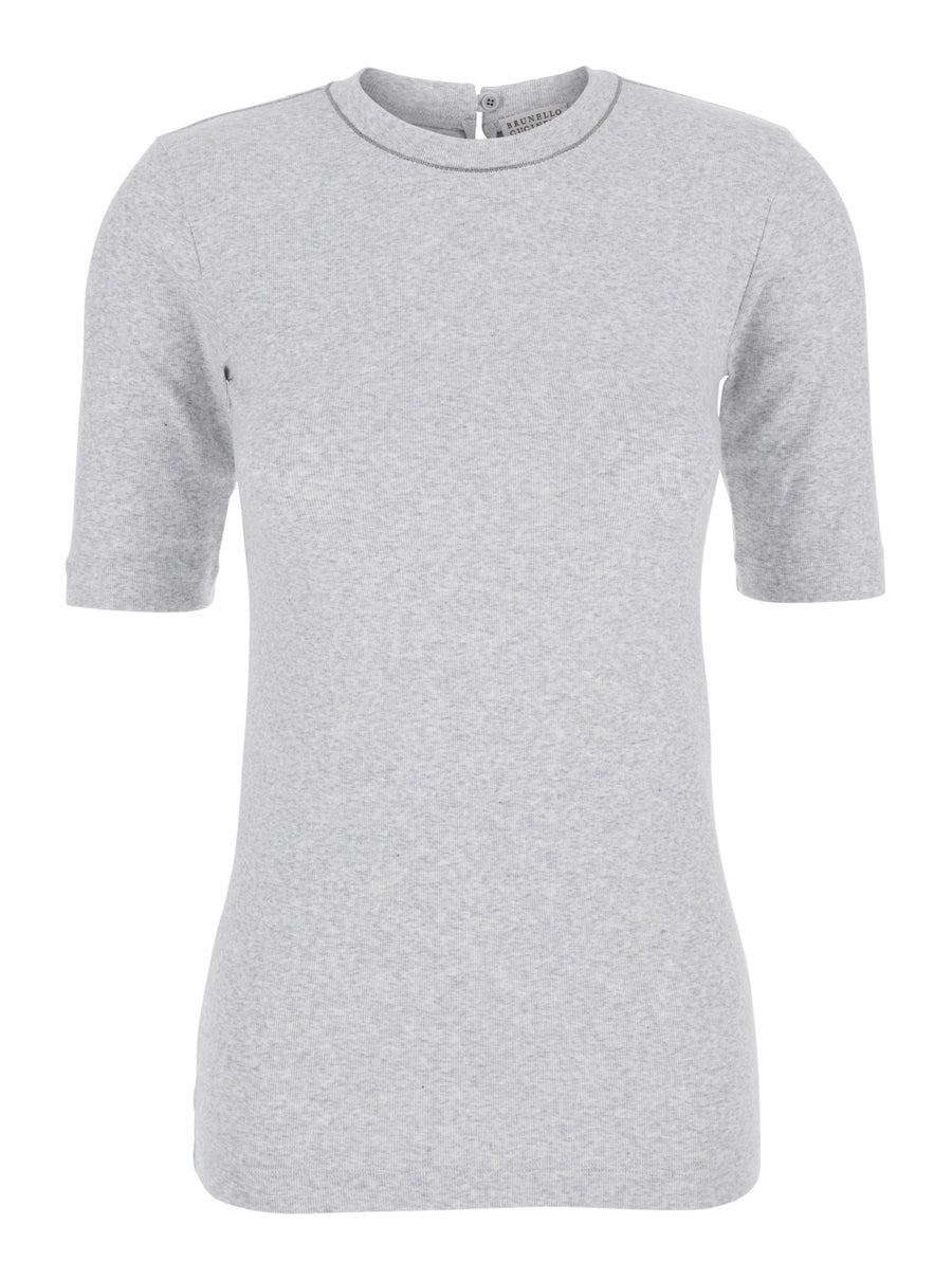 T-Shirt Crew Neck Grey Cotton T-shirts & Jerseys