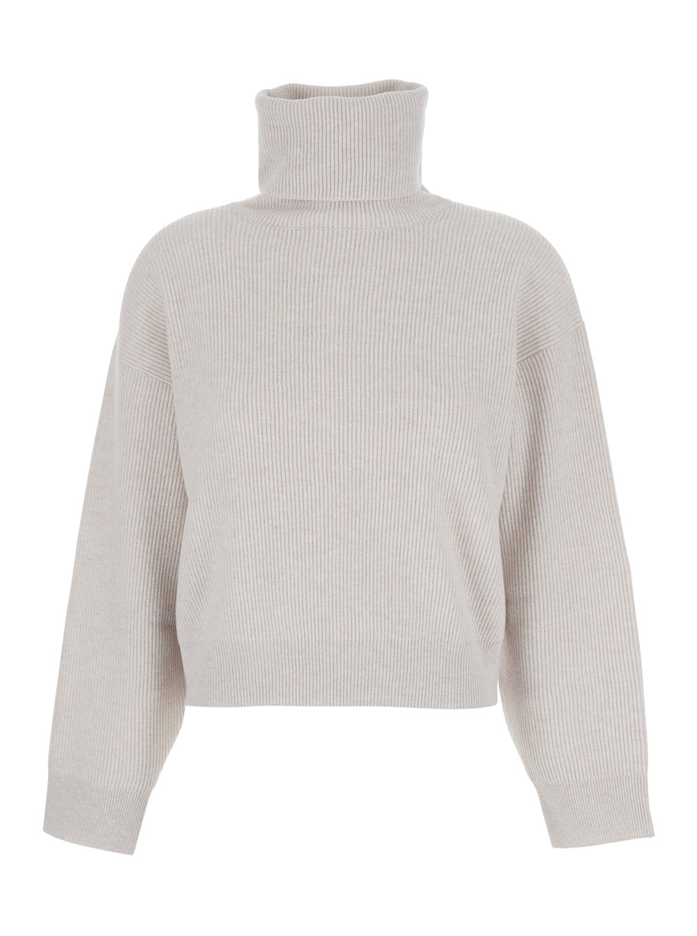 Turtleneck Brown Virgin Wool Cashmere Silk Jersey