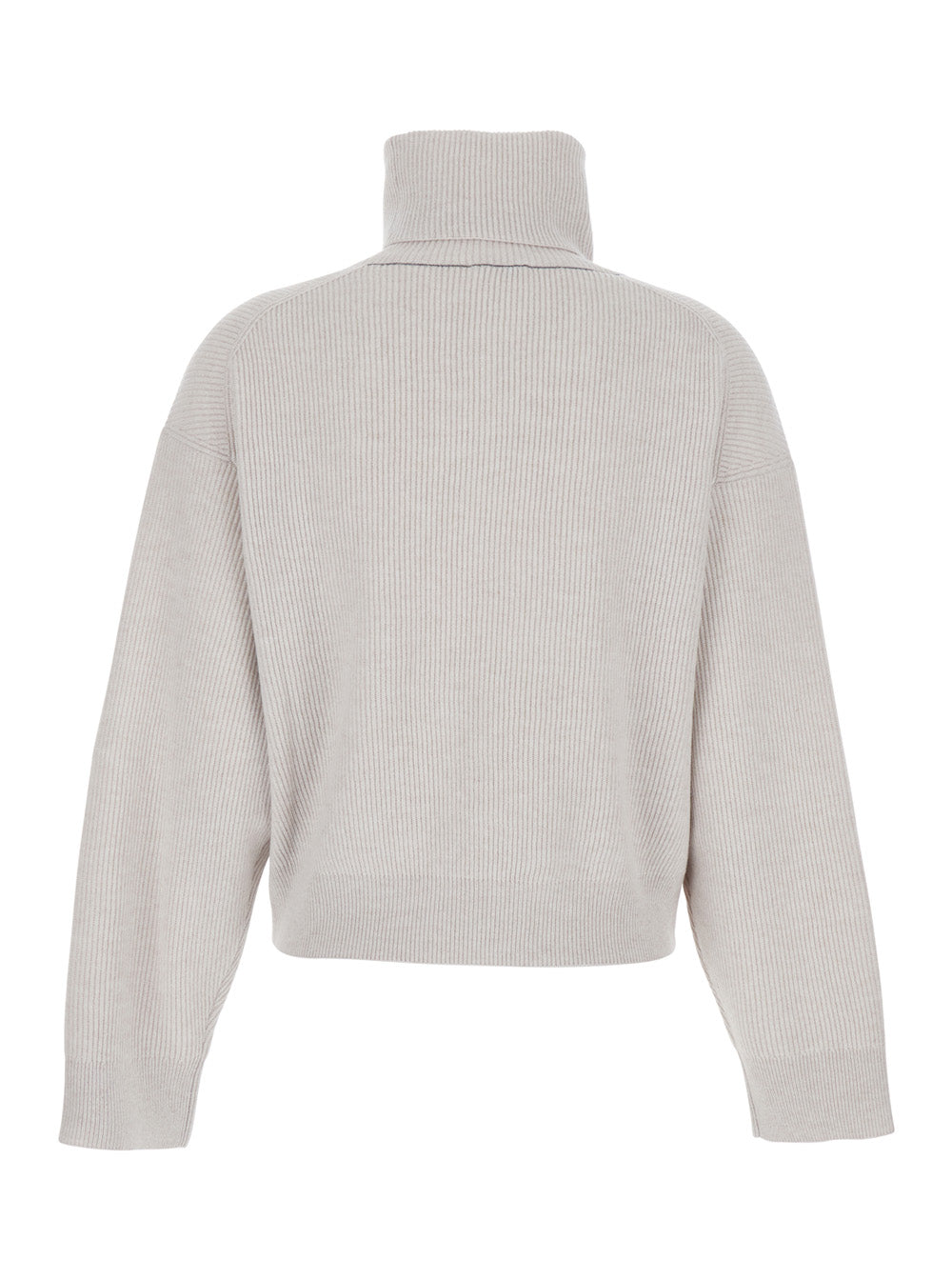 Turtleneck Brown Virgin Wool Cashmere Silk Jersey