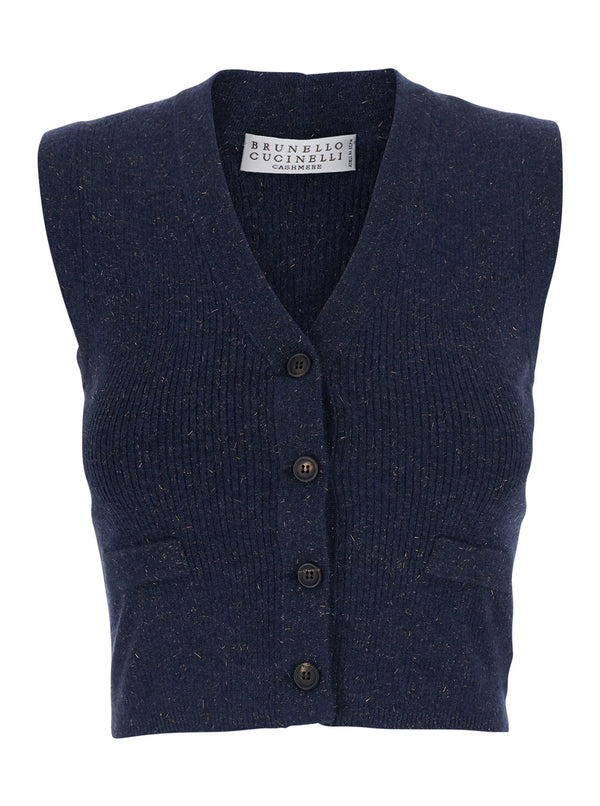 V-Neck Vest Cashmere Blend Blue Blazers
