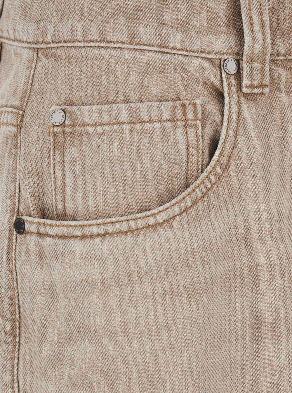 Beige Denim Five-Pocket Design Jeans with Logo Patch on the Back for Women Cotton