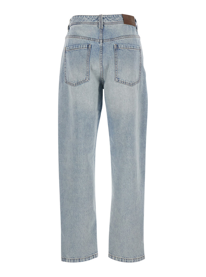 Pantalone Denim Light Blue Cotton Trousers