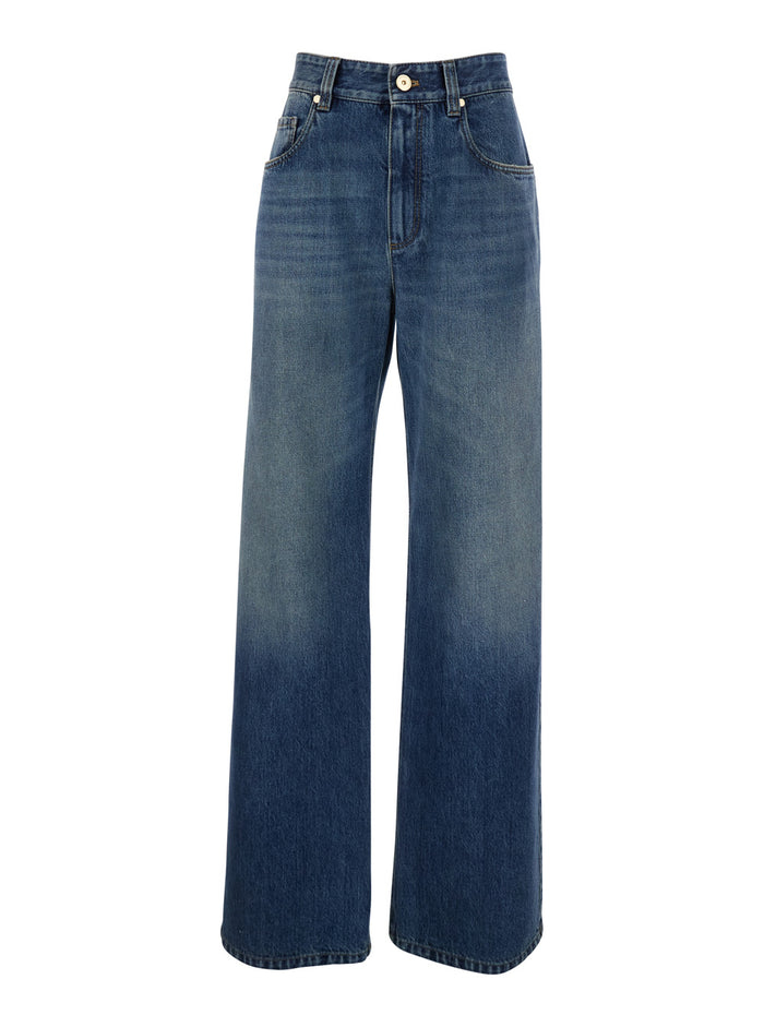 Pantalone Denim Blu Cotton Trousers