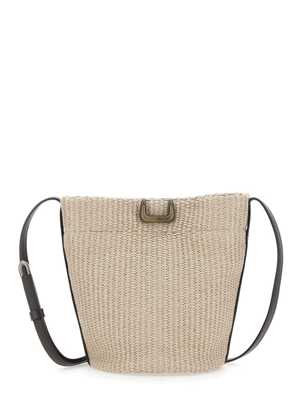 Shoulder Bag Raffia Beige Cotton