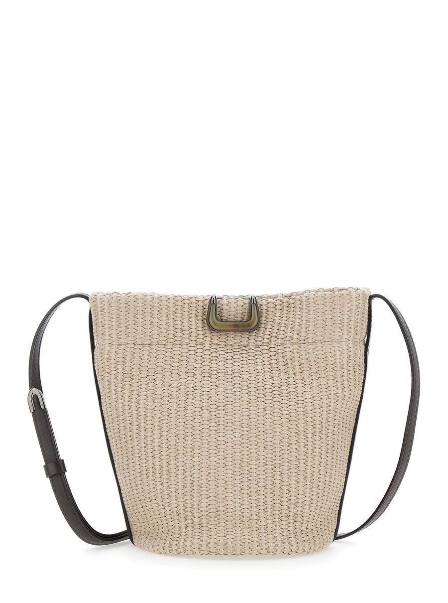 Shoulder Bag Raffia Beige Cotton