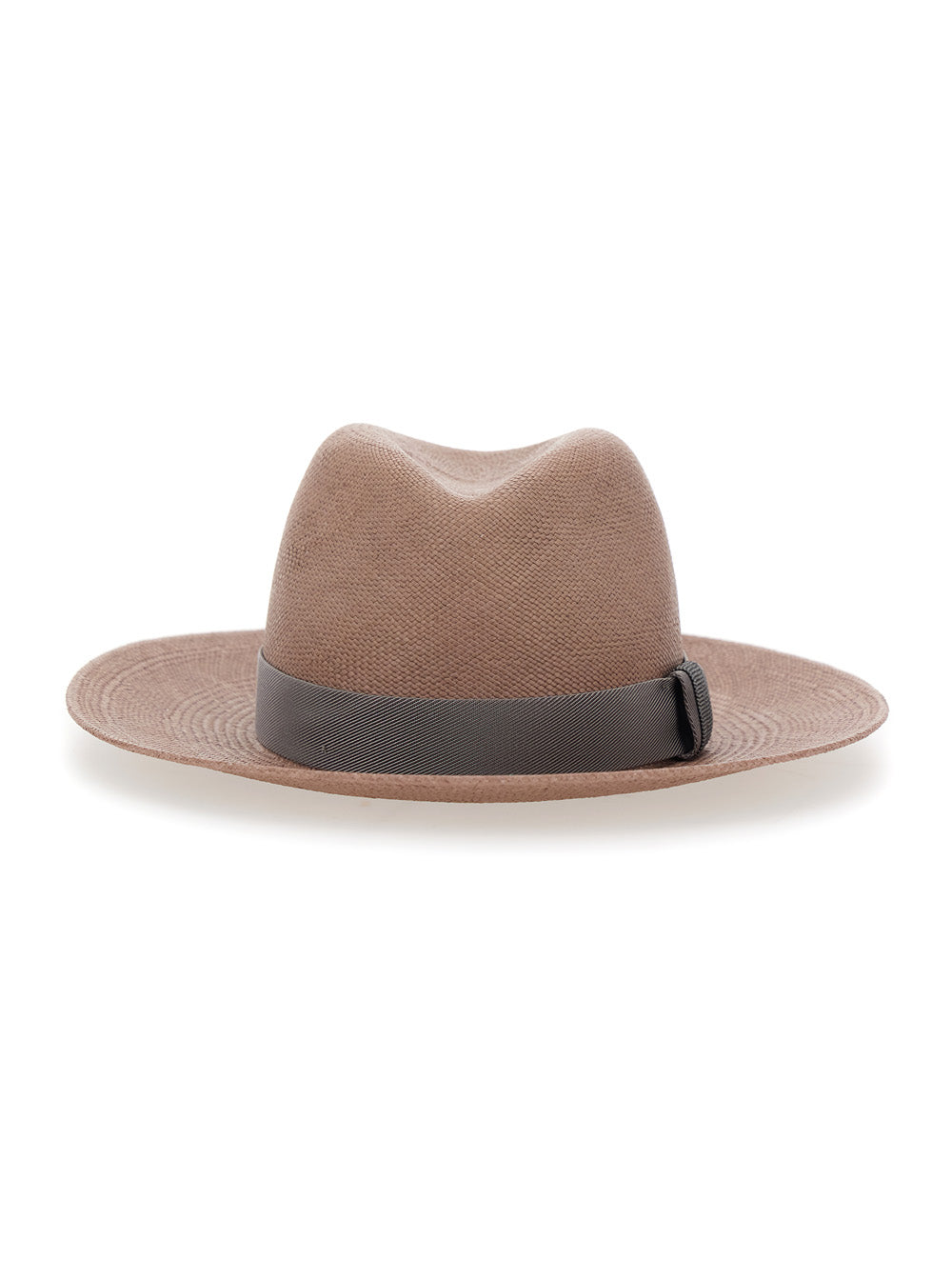Brown Bucket Hat With Wide Brim And Strap Detail On The Raffia For Women Gloves
