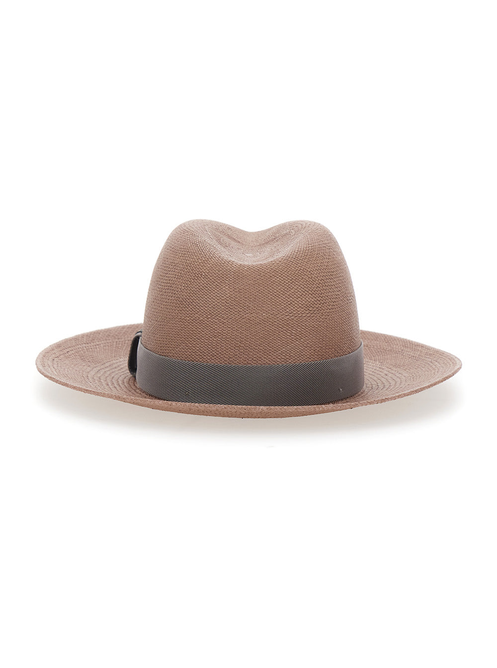 Brown Bucket Hat With Wide Brim And Strap Detail On The Raffia For Women Gloves
