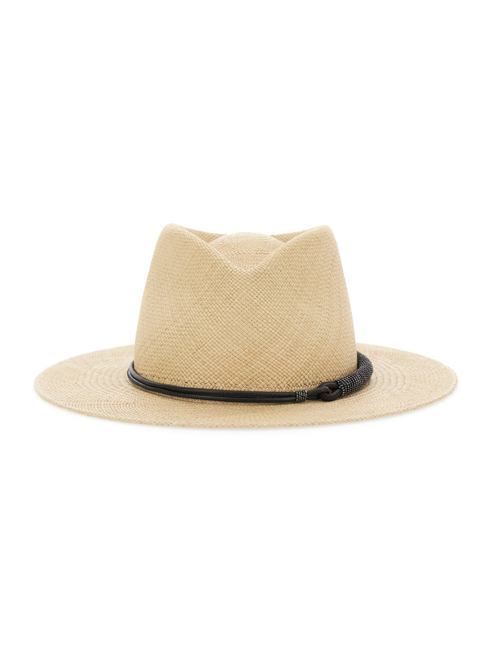Beige Wide Brim Fisherman Hat With Ribbon Detail Raffia For Women Brown And Gloves