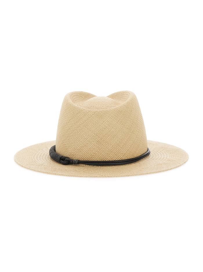 Beige Wide Brim Fisherman Hat With Ribbon Detail Raffia For Women Brown And Gloves