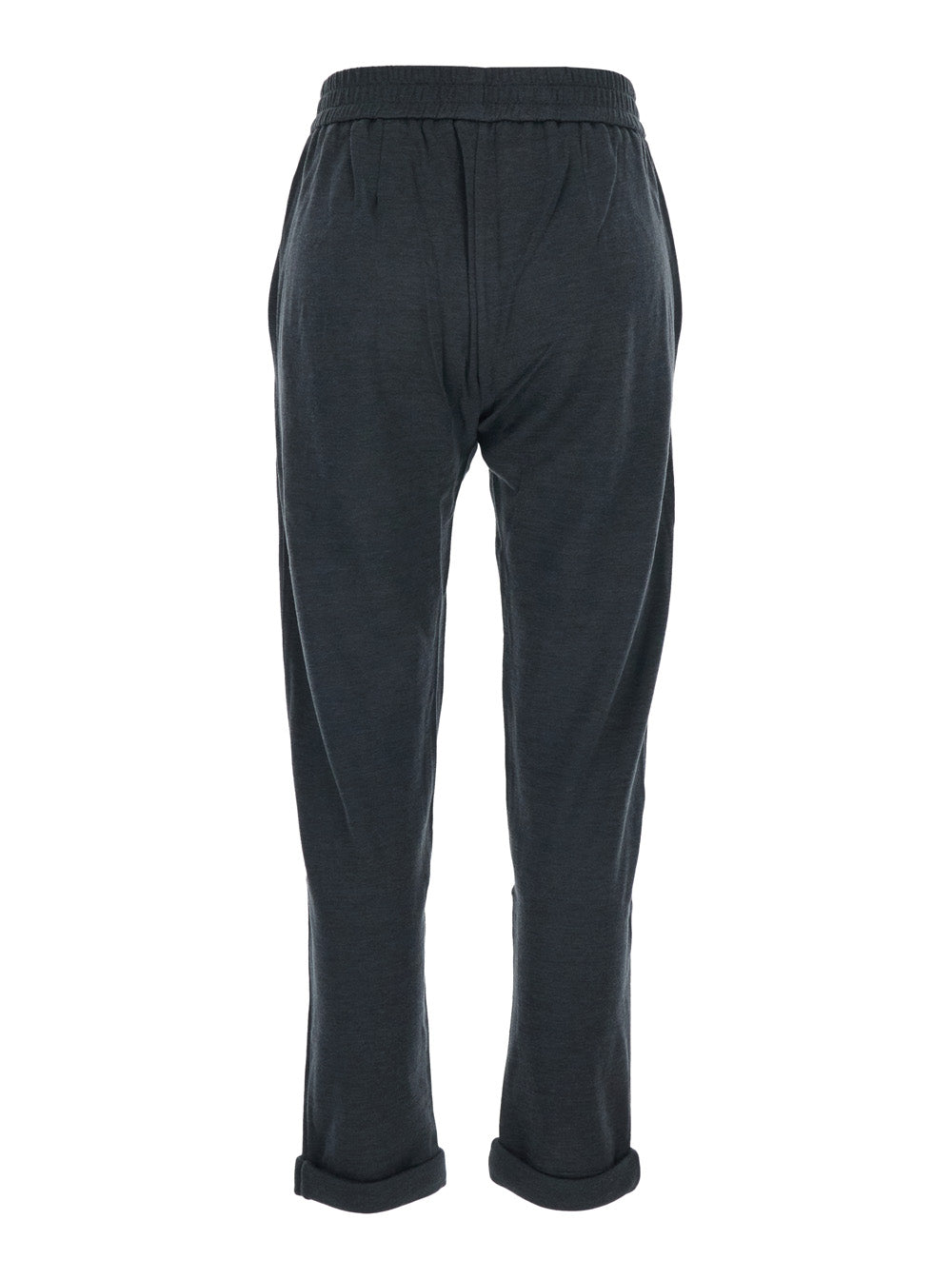 Gray Pants with Elastic Waist and Drawstring Monile Detail on the Side in Cotton Blend for Women Grey Silk Polyamide Trousers