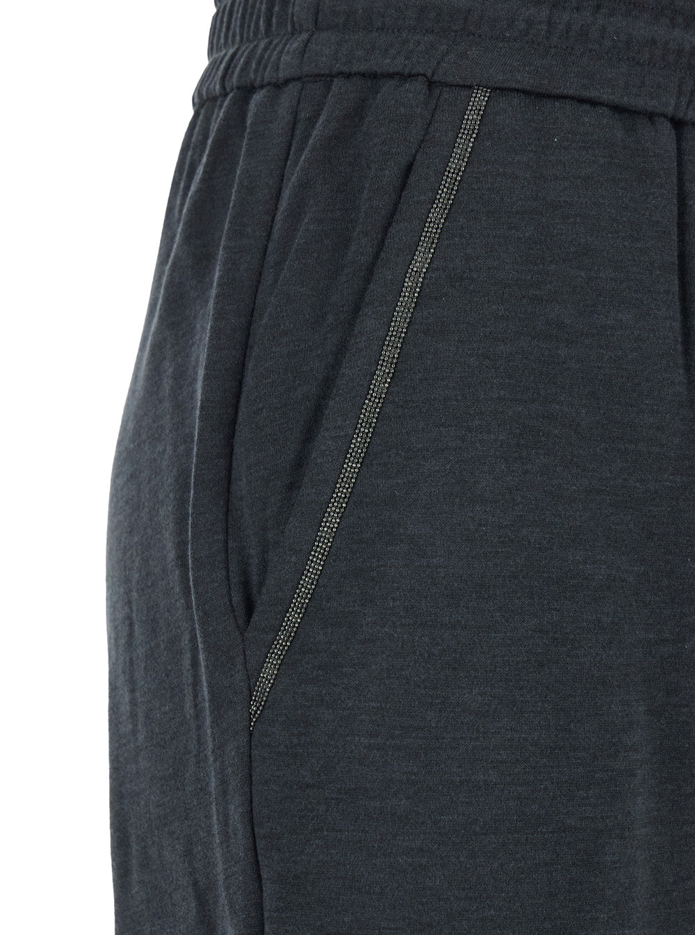 Gray Pants with Elastic Waist and Drawstring Monile Detail on the Side in Cotton Blend for Women Grey Silk Polyamide Trousers