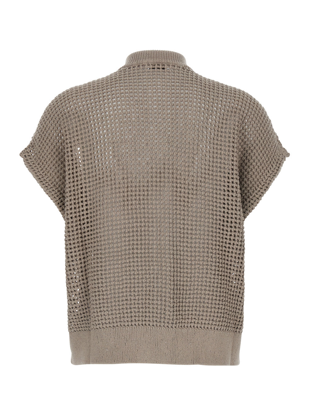 CARDIGAN with Front Closure and Pockets in Beige Cotton for Women Jersey