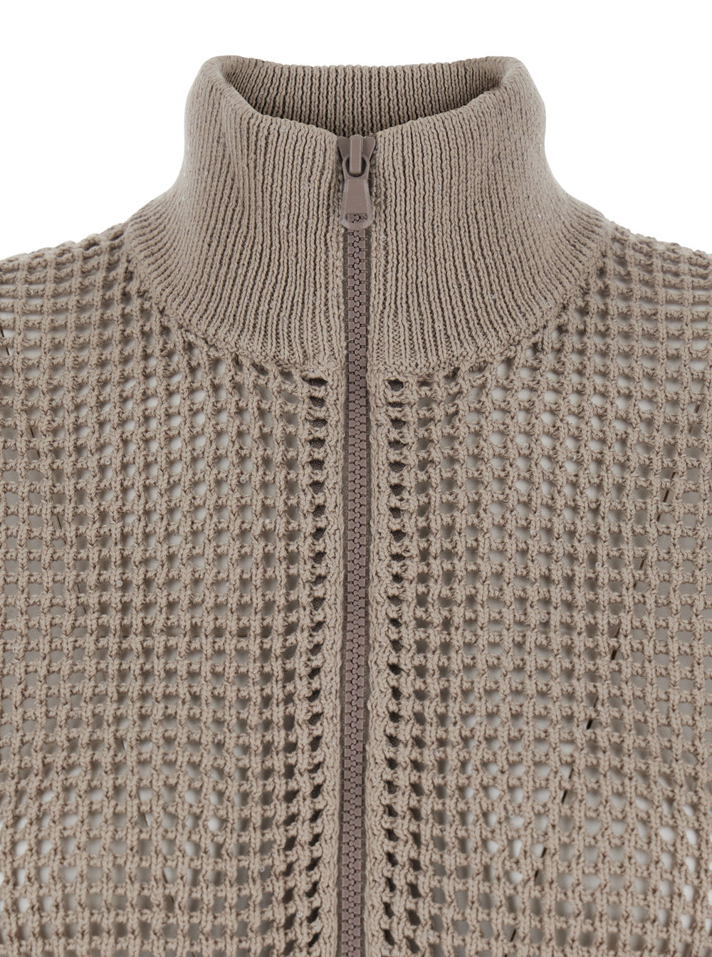 CARDIGAN with Front Closure and Pockets in Beige Cotton for Women Jersey
