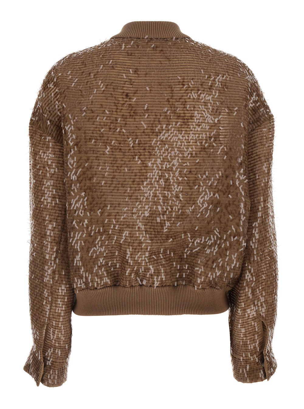 Jackets PAILLETTES BOMBER Brown with Silk Sequins for Women Outerwear
