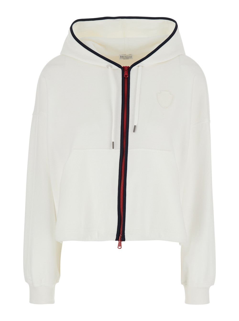 White hoodie with contrast details for women Cotton Polyamide Sweatshirts