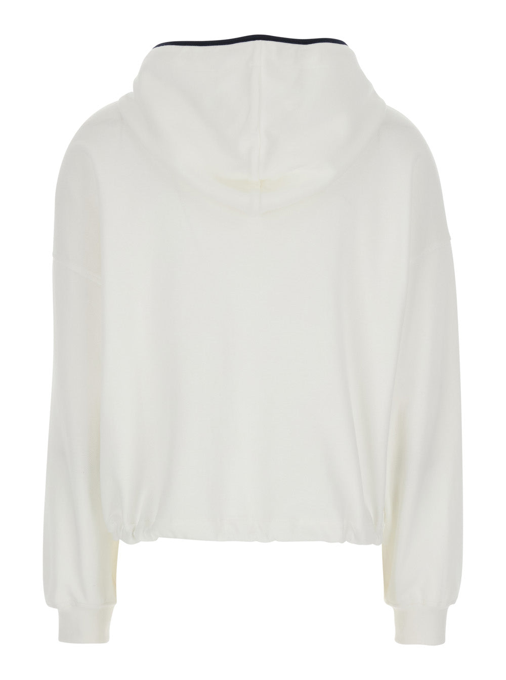 White hoodie with contrast details for women Cotton Polyamide Sweatshirts