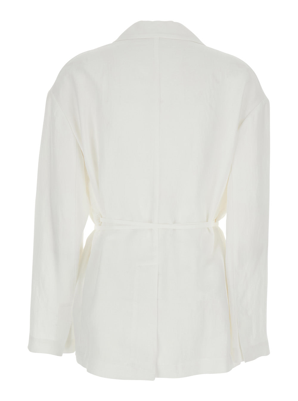 Suit-Type Jacket with Front Closure and Pockets in White for Men Viscose Linen Blazers