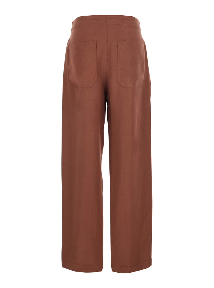 Pantalone Beige Viscose Linen Trousers