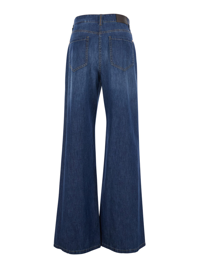 blue Five-pocket design jeans with faded effect in Denim woman Blu Cotton