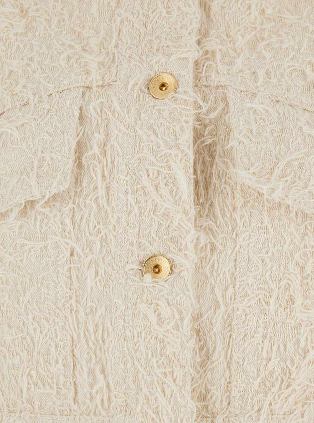 White Jacket with classic collar and all-over frayed details in cotton for women Outerwear