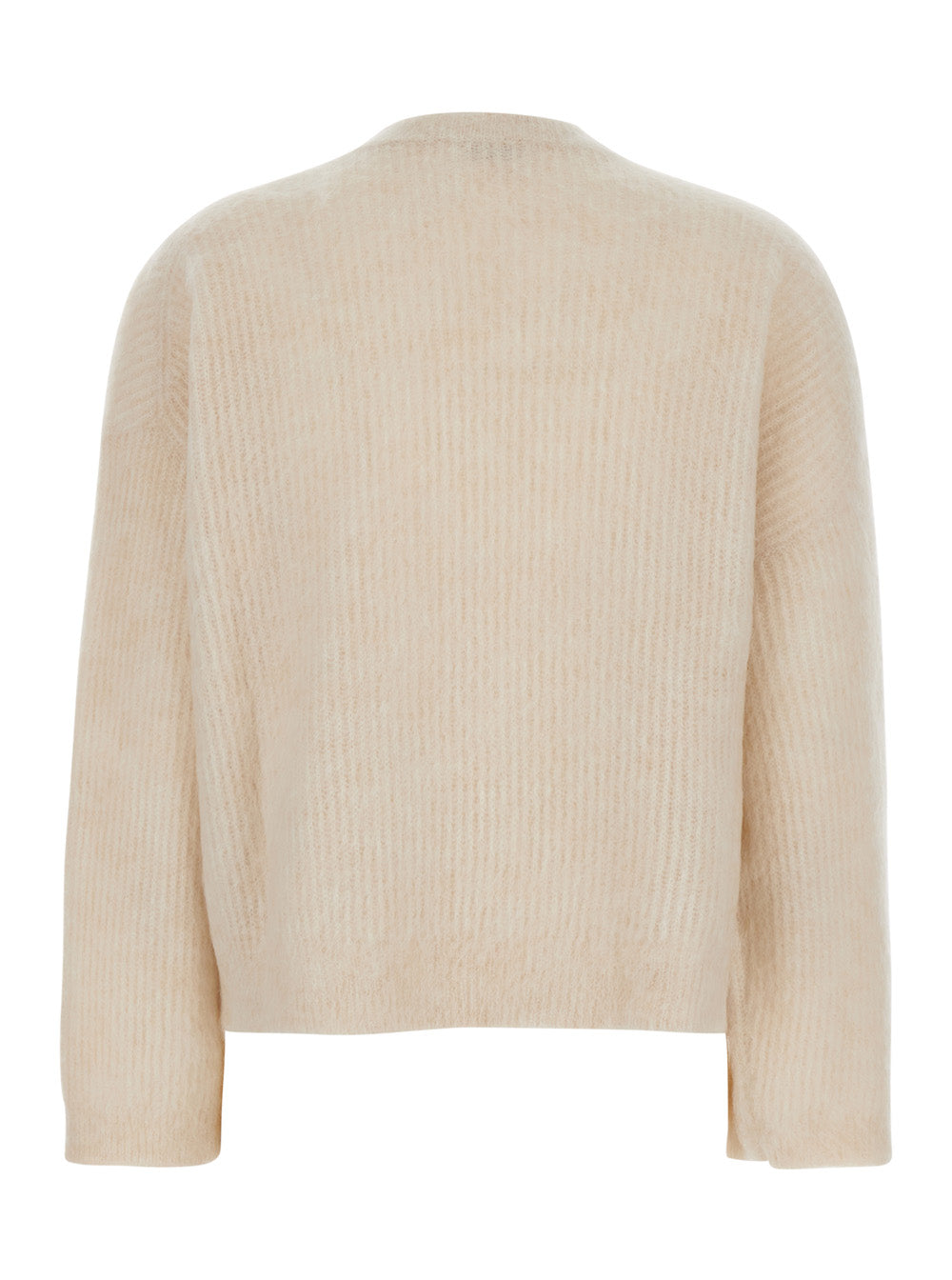 Beige Sweater with Crew Neck and Long Sleeves in Fabric for Women Jersey