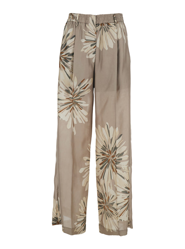 Pants Silk Beige Trousers