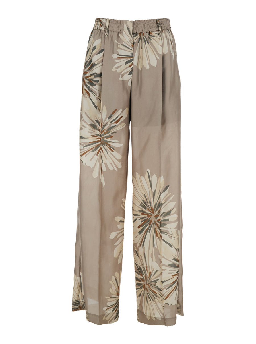 Pants Silk Beige Trousers