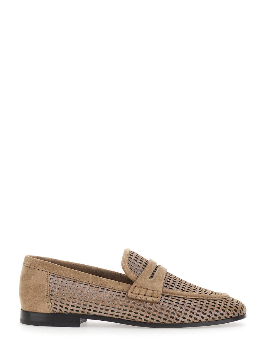 Loafers Beige Calf Leather
