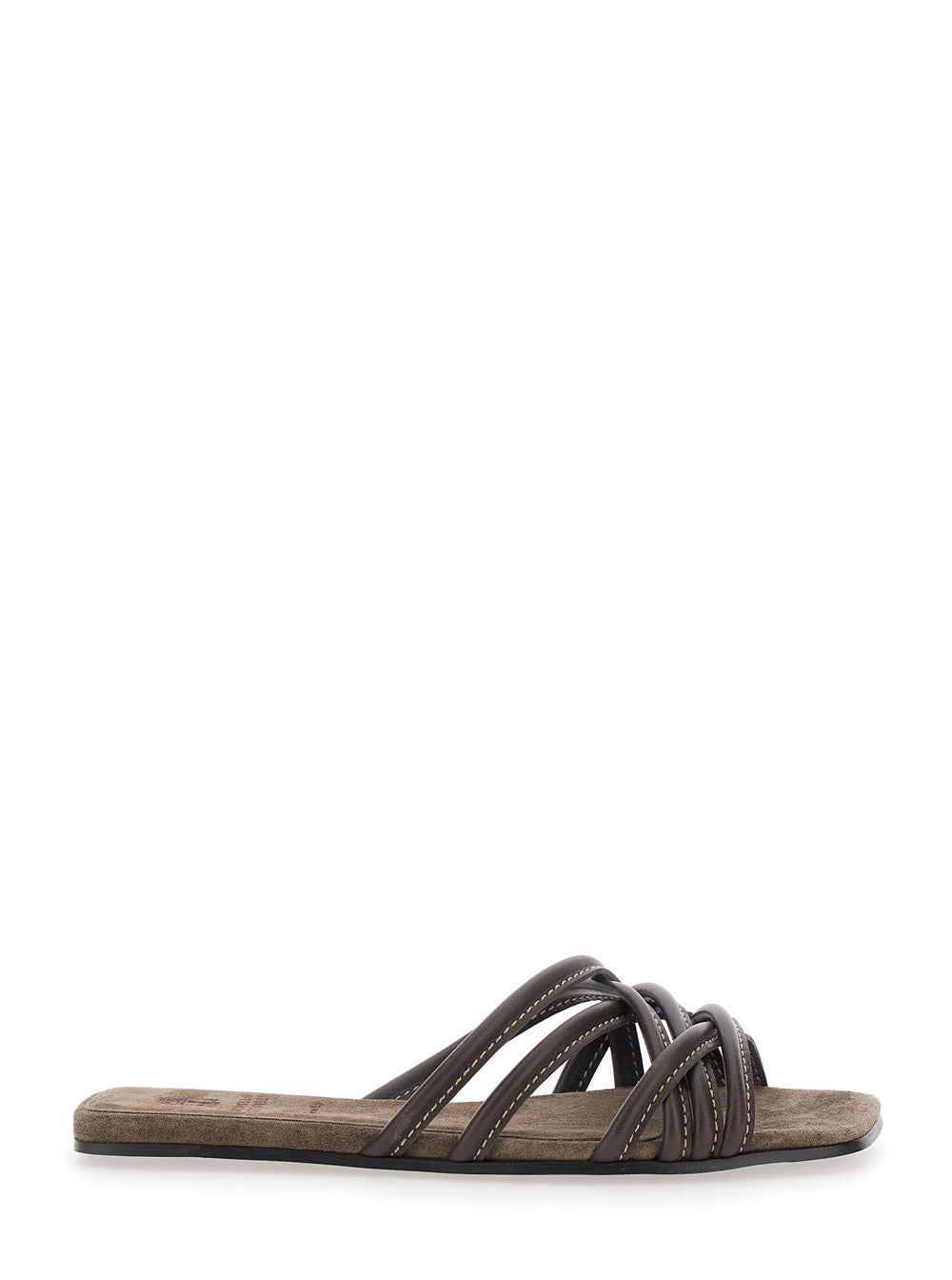 Paia Di Sandali Brown Leather Flat Shoes