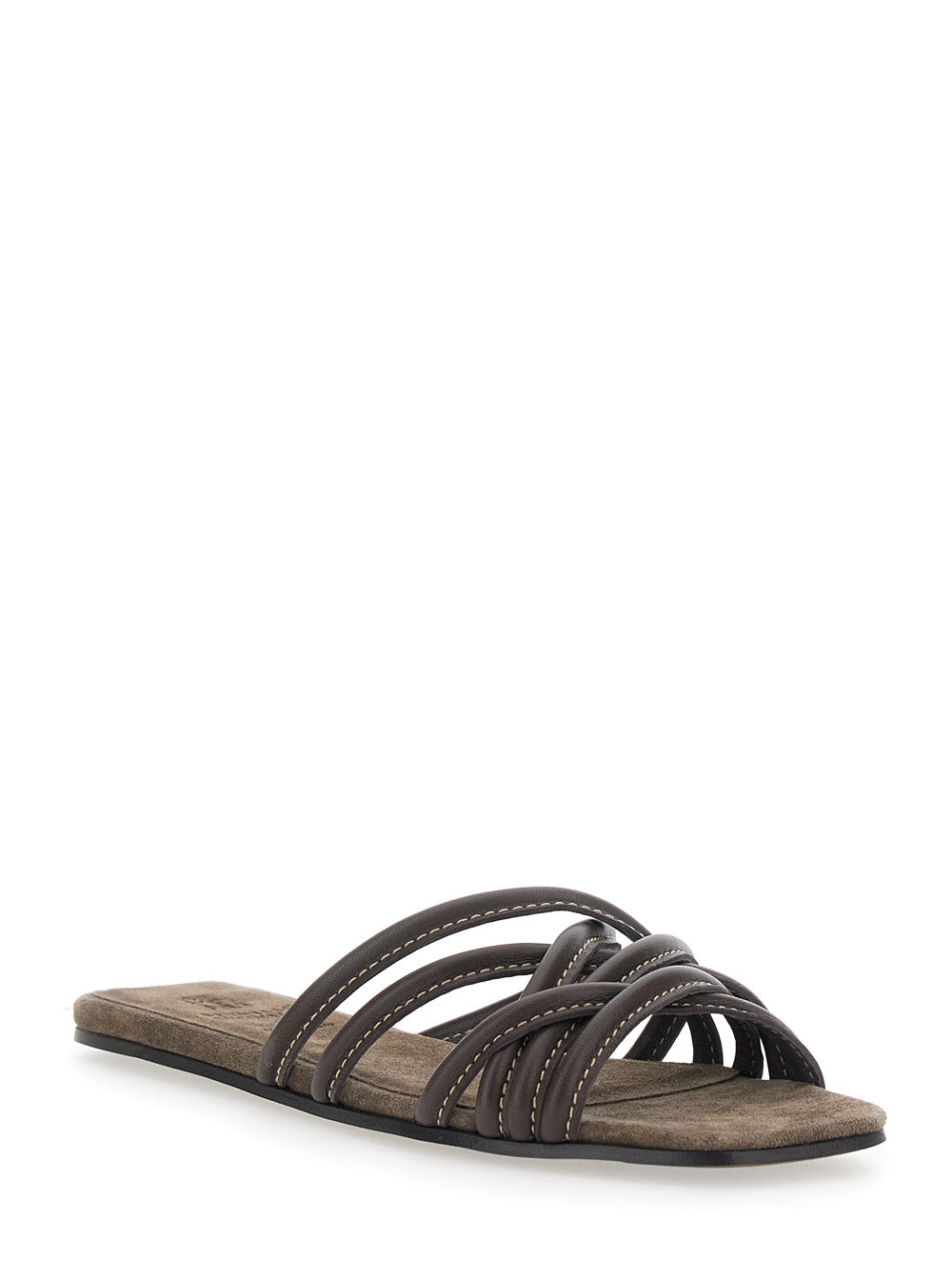 Paia Di Sandali Brown Leather Flat Shoes