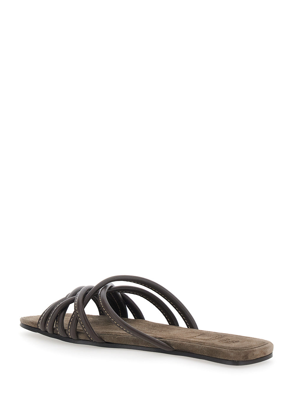Paia Di Sandali Brown Leather Flat Shoes