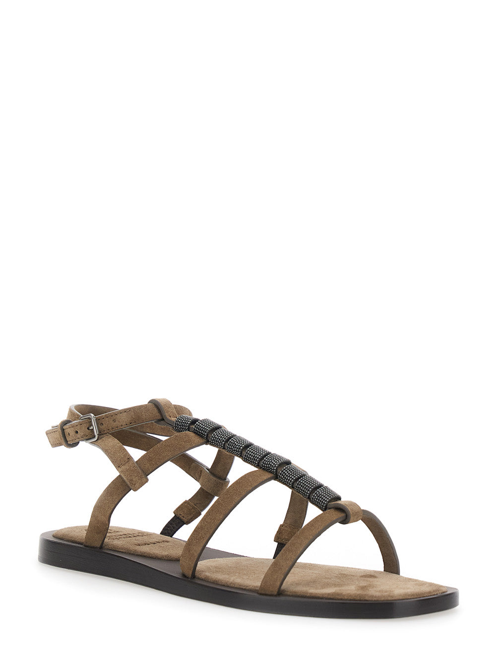 Paia Di Sandali Brown Leather Flat Shoes