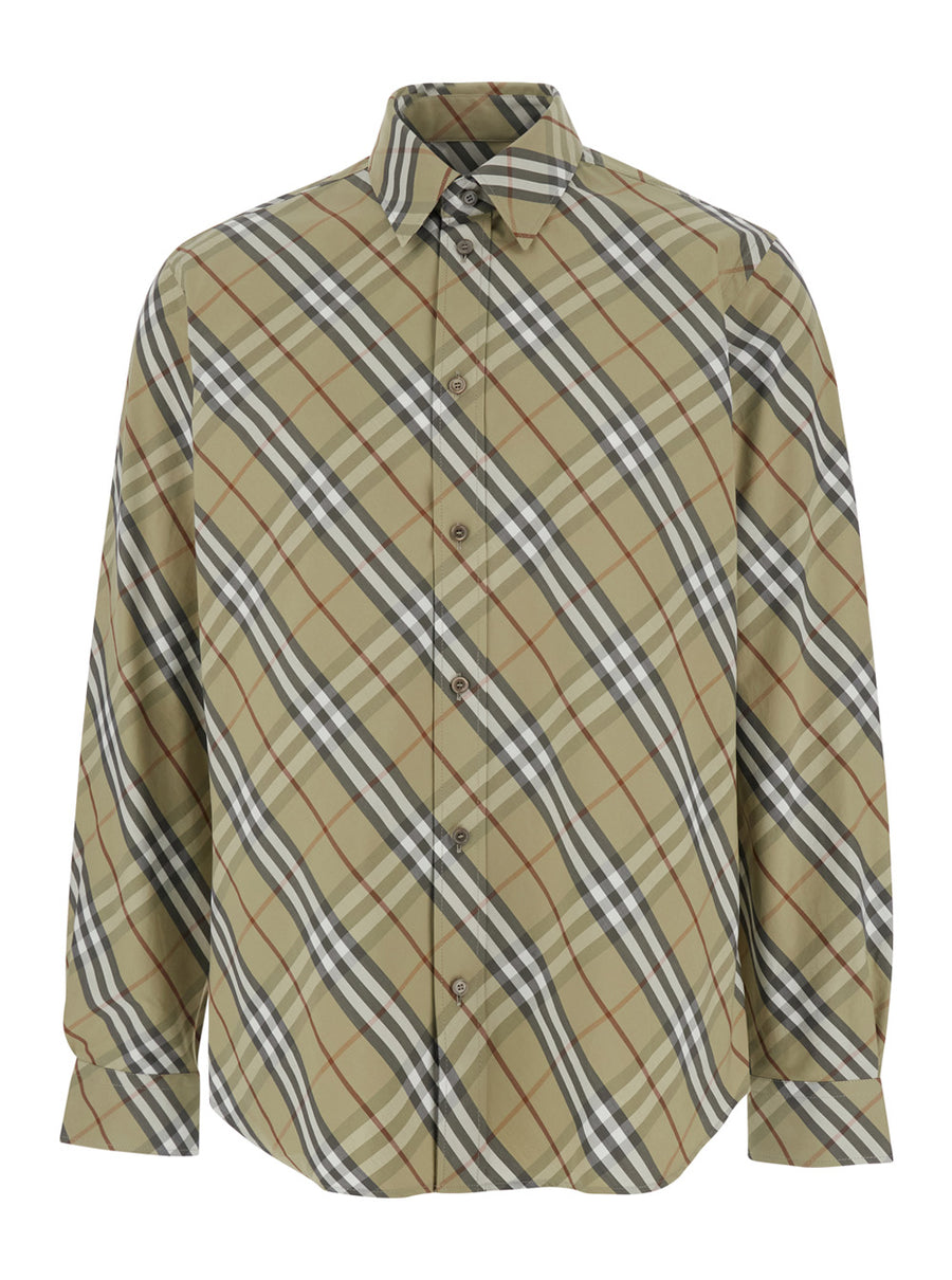 Shirt Pointed Collar Beige Cotton
