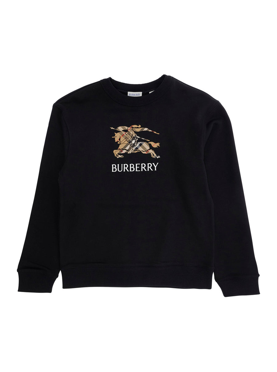 Kids Crewneck Sweatshirt Black Cotton Hoods & Sweatshirts