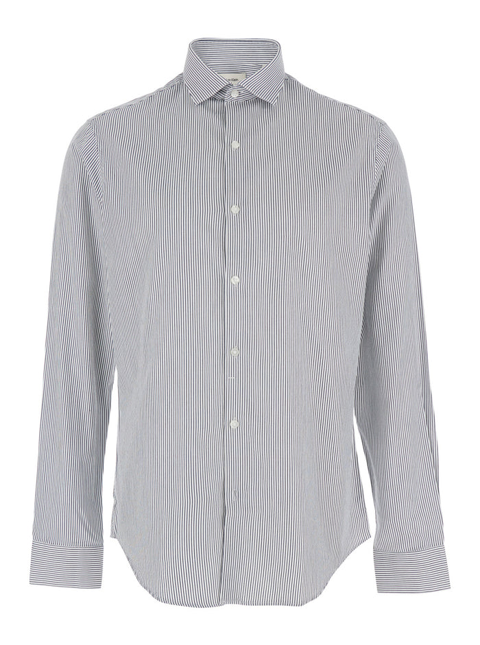 SLIM SFT WSHD STR STP - Fit Shirt with Long Sleeves in White for Men Cotton Lyocell Elastane And Blouses