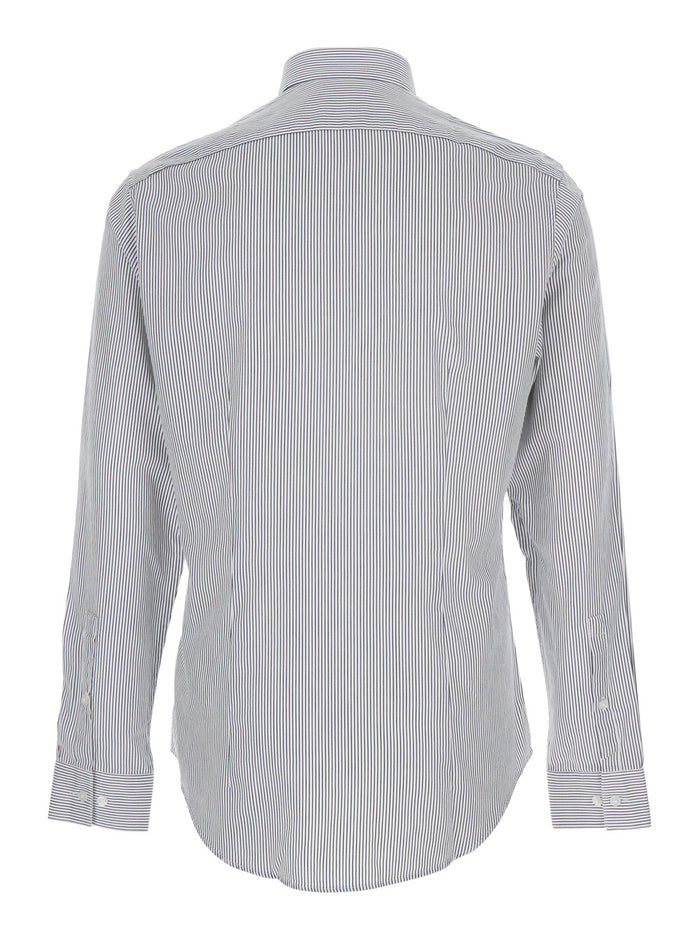 SLIM SFT WSHD STR STP - Fit Shirt with Long Sleeves in White for Men Cotton Lyocell Elastane And Blouses
