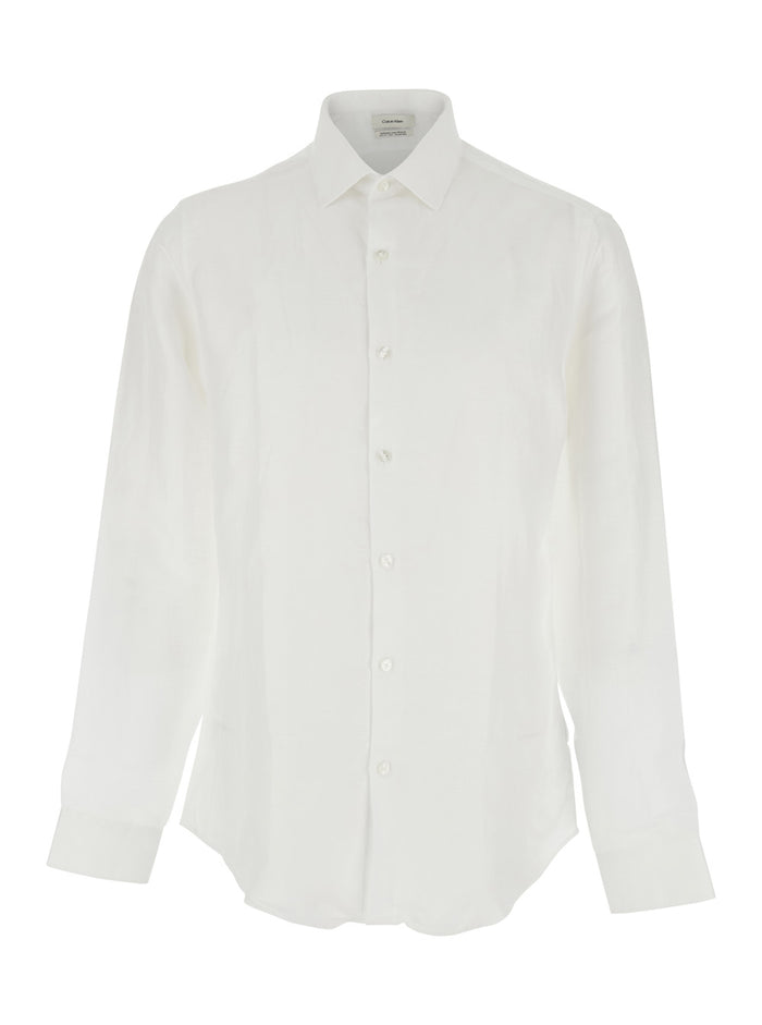Shirt SLIM REF LINEN BLD SLD White with Classic Collar and Long Sleeves in for Women Lyocell Blouses